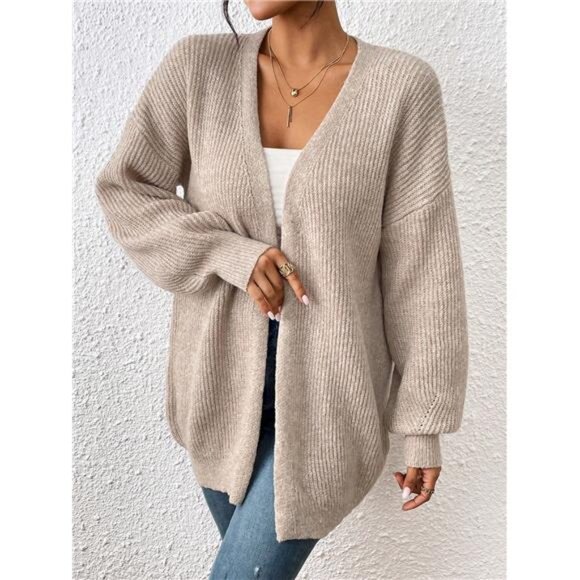 Open Front Drop Shoulder Duster Cardigan - Picture 3 of 6